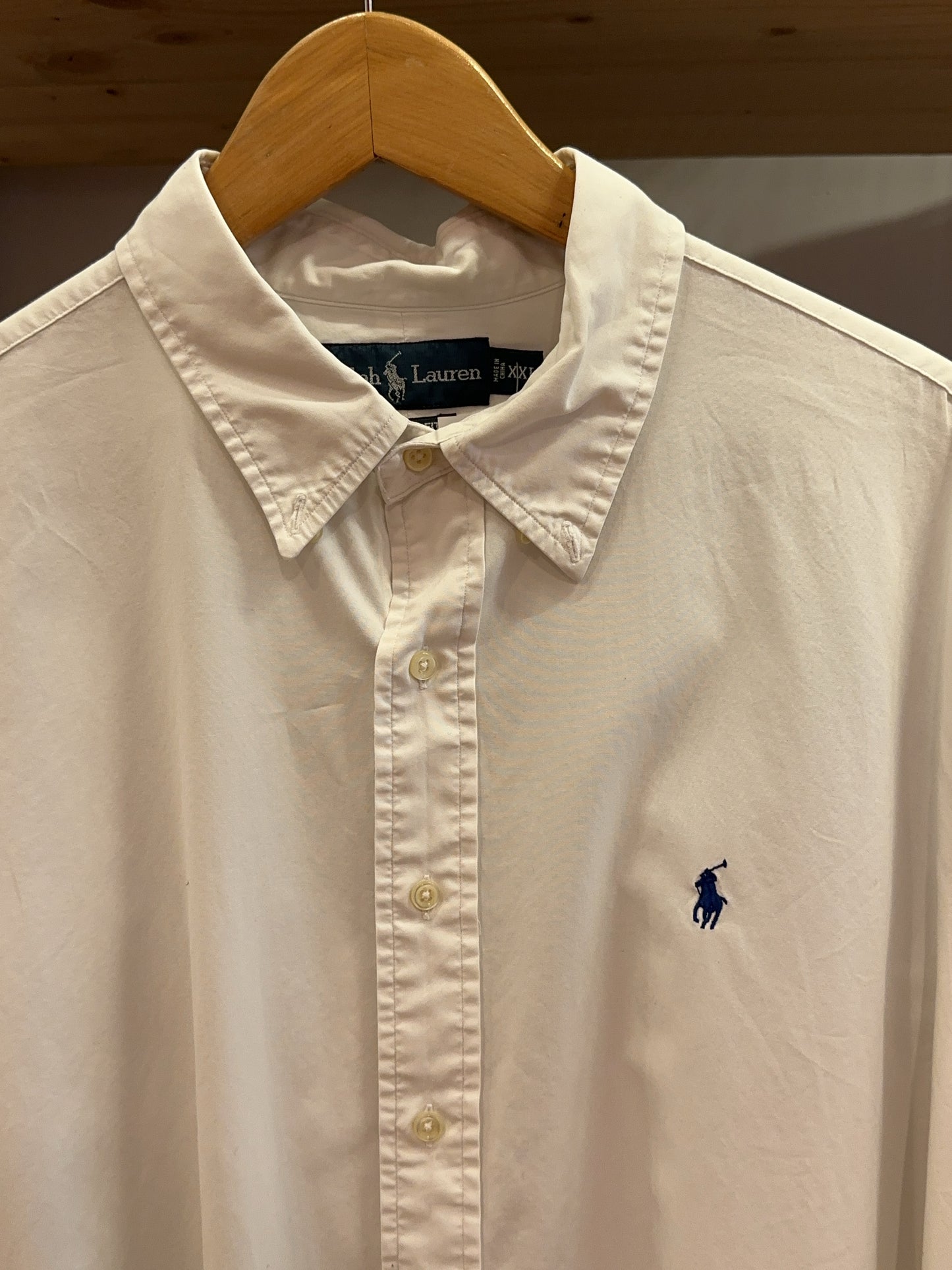 XXL - Ralph Lauren White Custom Fit Button-Down Shirt