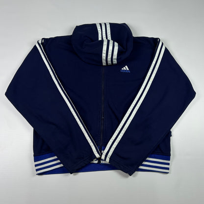 S - 1990's Adidas Navy Zip-Up Hooded Jacket Corporate Line