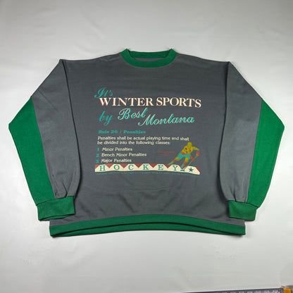 XL - 1990's Best Montana Winter Sports Hockey Sweatshirt