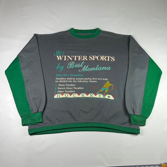 XL - 1990's Best Montana Winter Sports Hockey Sweatshirt