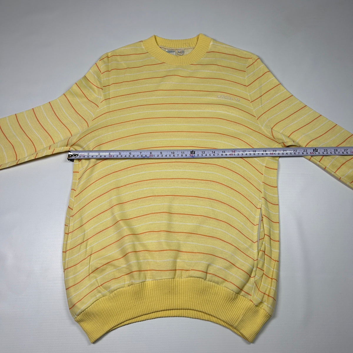 M - Adidas Vintage Yellow Striped 1990s Knit Sweater