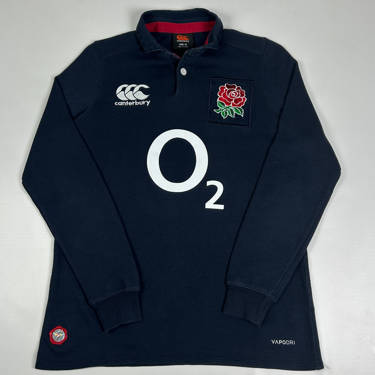 S - 2023/24 Canterbury England Rugby Navy Long Sleeve Polo Shirt