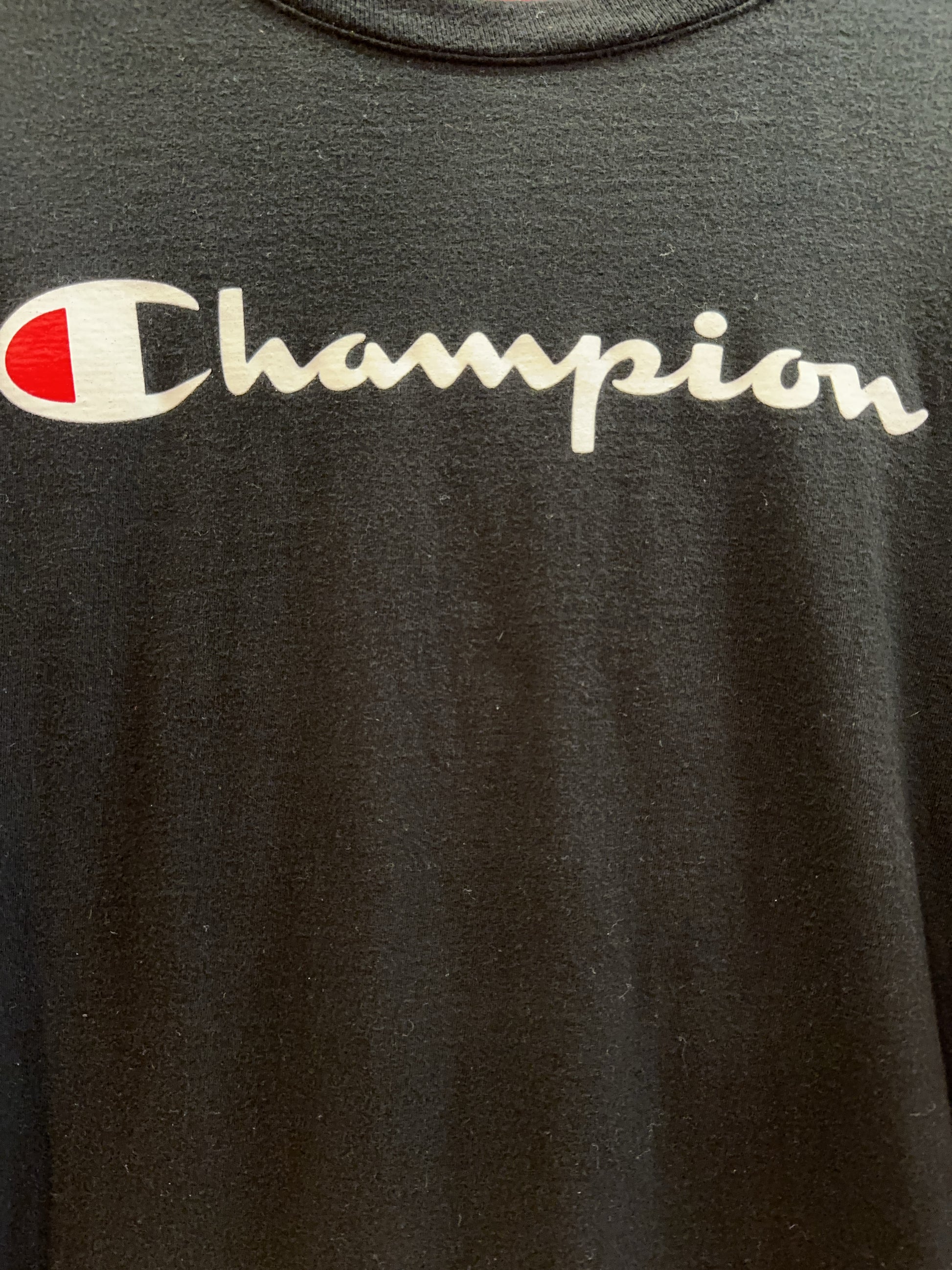 Champion Black Logo Long Sleeve T-Shirt - Large