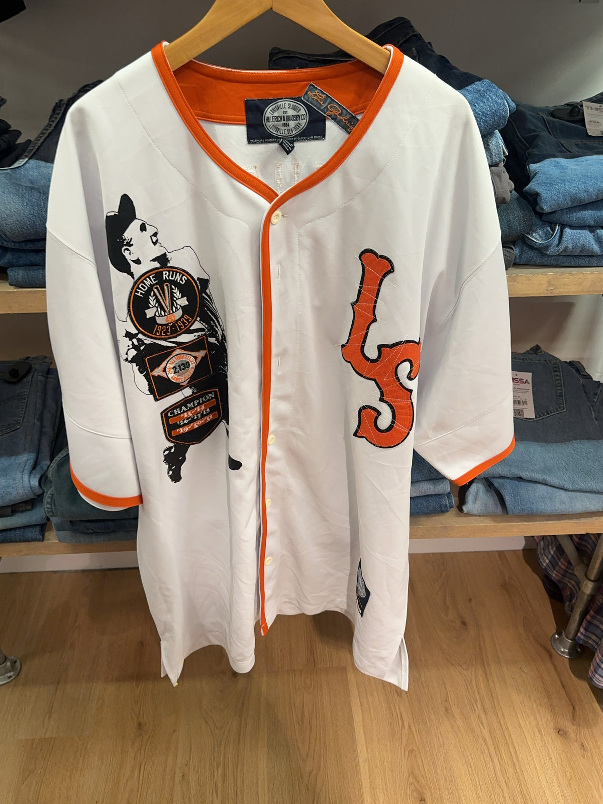 XXL - Louisville Slugger Hillerich & Bradsby Co. White Orange Baseball Jersey