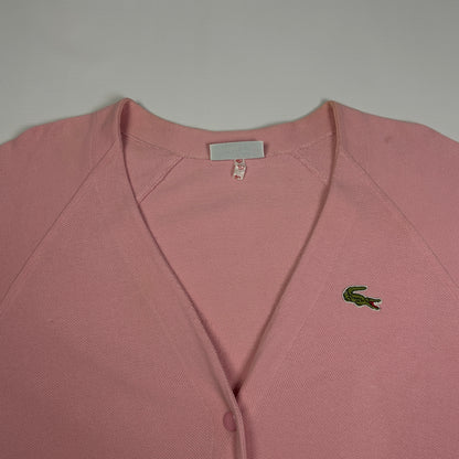 L - 1980's Lacoste Women's Pink Relaxed Fit V-neck Wool Cardigan