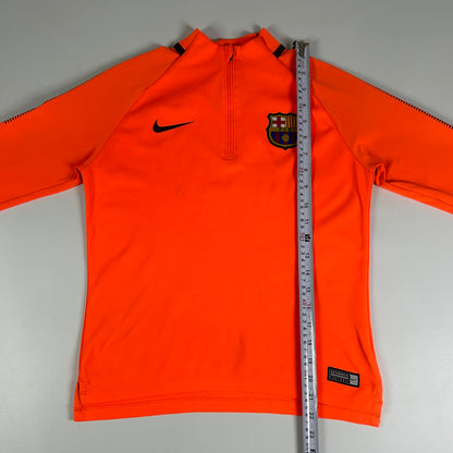 10 - 2017/2018 FC Barcelona Nike Dri-FIT Orange Quarter-Zip Training Top