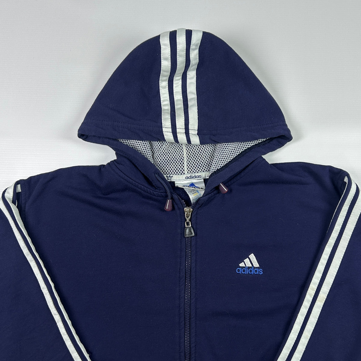 S - 1990's Adidas Navy Zip-Up Hooded Jacket Corporate Line