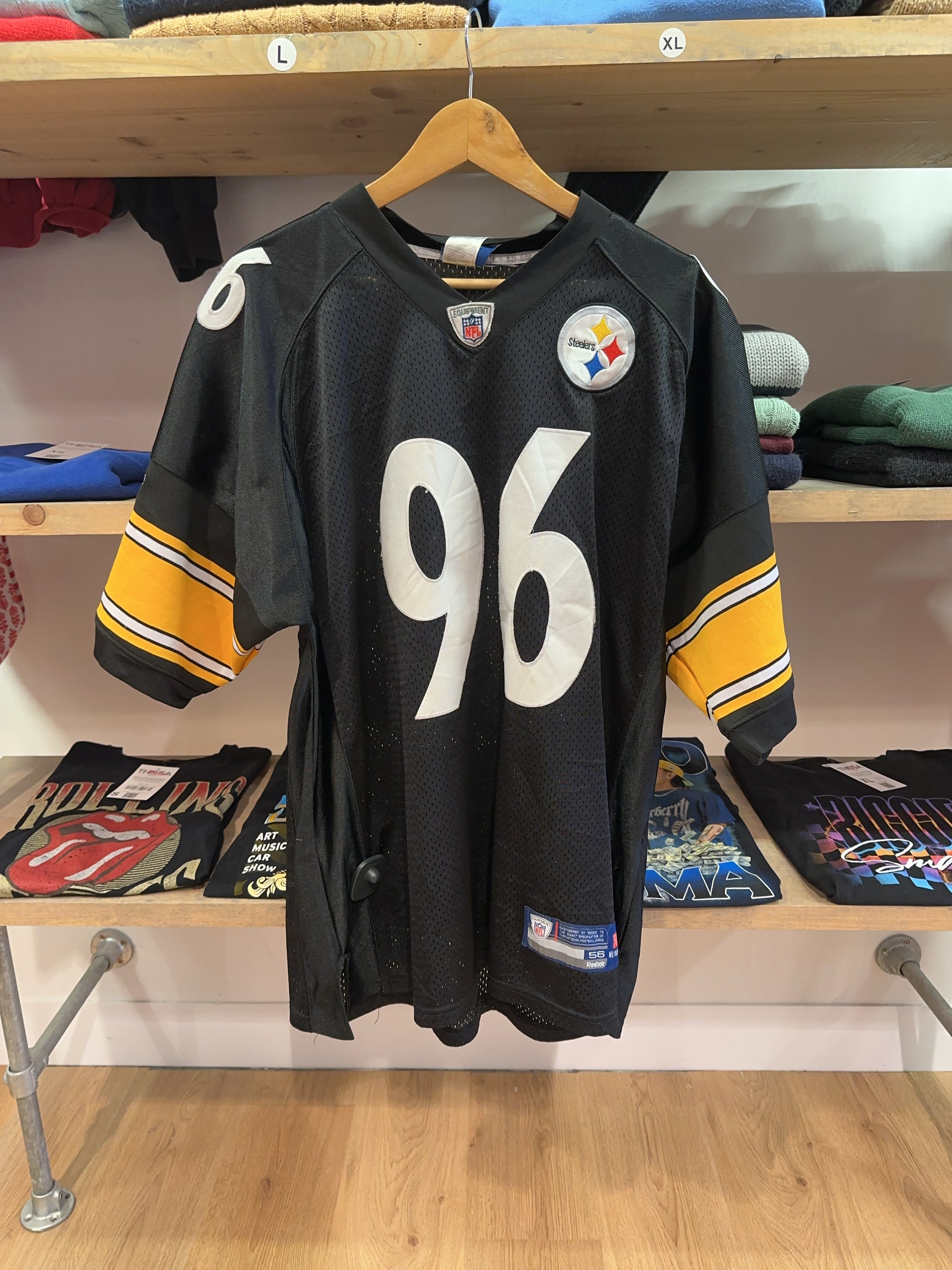 XXL - 2002-2011 Pittsburgh Steelers Reebok Home Football Shirt Hood #96
