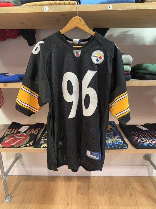XXL - 2002-2011 Pittsburgh Steelers Reebok Home Football Shirt Hood #96