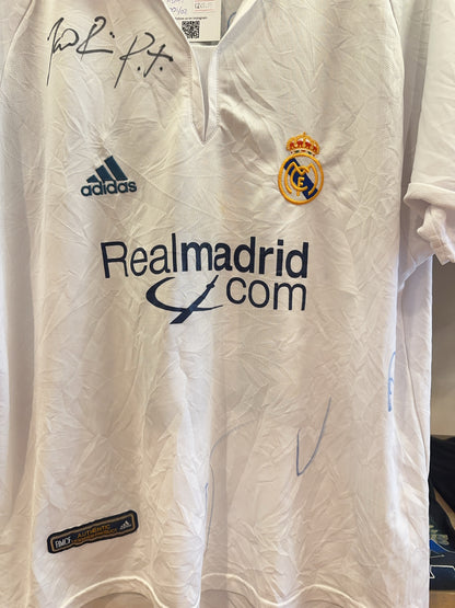 2001-02 Real Madrid Figo Signatures Adidas Home Football Shirt 10 - L